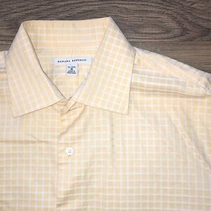 Banana Republic dressy Lt orange check ls shirt M